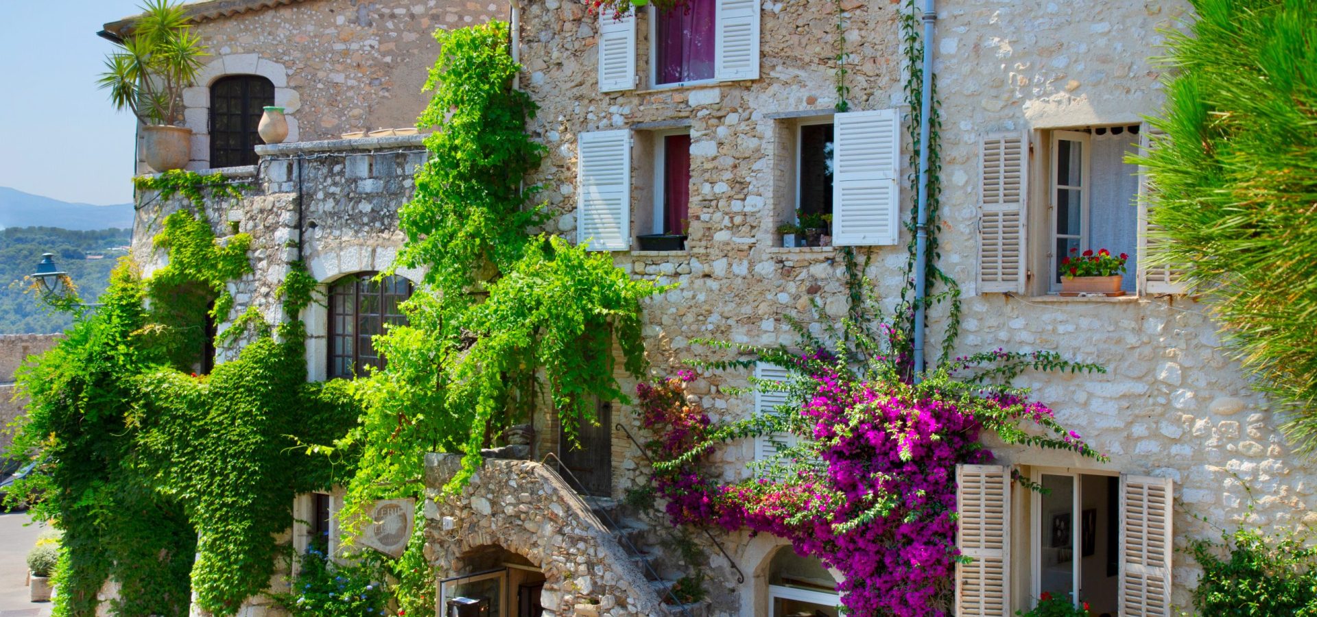 beautiful old town detail, facade of typical house, Provence at summer day, France
